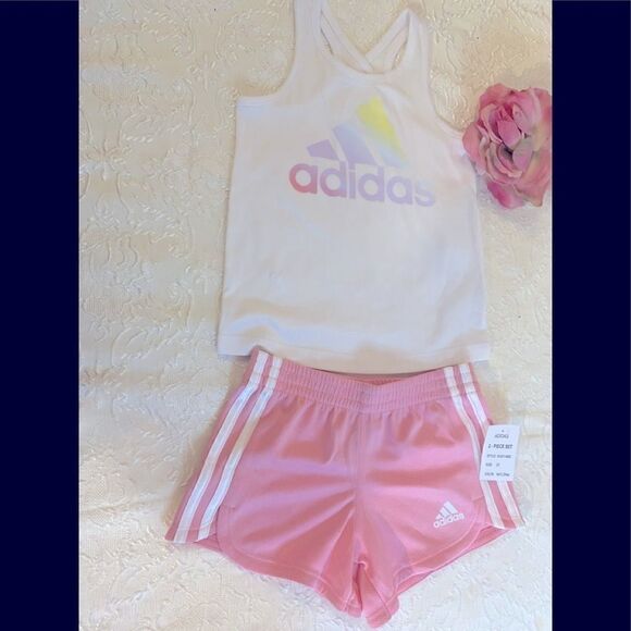 💥Adidas BaBy Girl 2 Pieces  Short Set Sleeveless 3 T - Picture 1 of 11